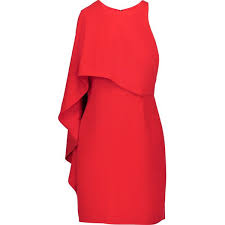 Halston Heritage Draped Crepe Mini Dress 158 Liked On Polyvore Featuring Dresses Red Overlay Evening Wear Dresses Red Sequin Dress Sequin Dress Short