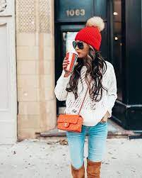 Fur Pom Hat Red Chanel Bag Outfit Ideas