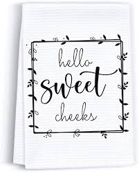 Red ruffle trim has large. Peaces Of Joy Hello Sweet Cheeks Funny Hand Towel Sayings For Bathroom Rustic Cute Dish Kitchen Towels For Home Decorative Farmhouse Bath Sign Gifts Pricepulse