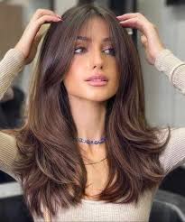Who can help with a hair model for chocolate brown hair with curtain bangs  in Brisbane?