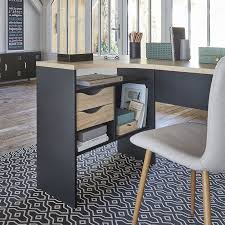 Bureau Dangle Alkor Imitation Chene Et Noir En 2020 Meuble Angle Ikea Bureau Angle Meuble