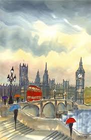 Rainy Day London Westminster Evening London Illustration London Art London Landmarks