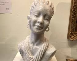 Beautiful Shona Dolomite Stone Sculpture African Art Girl Romantic  Contemporary Home Woman Face Head Handmade Carved Gift Present