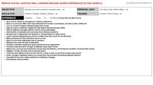 Composing a resume for office and law & legal resume examples. Postal Service Mail Carrier Resume Sample