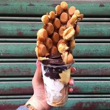 The Grasshopper On Instagram Should I Call It Hong Kong Style Waffle Served With Icecream This Is Basically Chocolate Fruit Parfait Food Waffle Iron Recipes