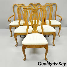 The pennsylvania house makers mark is burned onto the underside of the table and each chair. Set Of Six Pennsylvania House Oak Wood Queen Anne Style Dining Room Chairs From Vintage Philly Furniture Of Philadelphia Attic