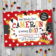Mickey Mouse Birthday Party Ideas For 2 Year Old Boy Mickey Mouse Theme One Year Old Birthday Invitation Design De Mickey Mouse Birthday Invitations Mickey Mouse Clubhouse Birthday Party Mickey First Birthday