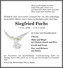 Traueranzeigen von Siegfried Fuchs