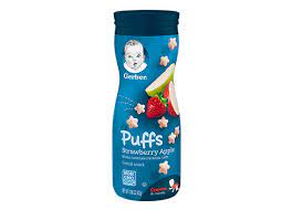I feel safer feeding him something like this because it dissolves quickly. Strawberry Apple Puffs Gerber