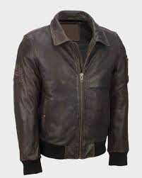 The bomber jacket is a hero piece to add to any outfit this season. Mens Brown Vintage Distressed Leather Bomber Jacket