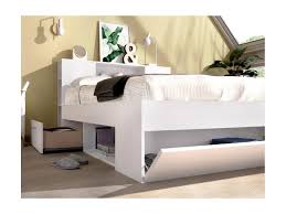 Sie können übereinander gelegt werden wenn das bett als einzelbett benutzt breite 80cm wird und nebeneinander wenn man es als doppelbett breite 160cm. Bett Mit Stauraum Leandre 140x190 Cm Weiss Kaufen