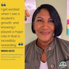 Meet Maria Giles, a dedicated special education paraprofessional at Airline  Park Academy for Advanced Studies who finds joy in seeing students grow and  succeed. She takes pride in helping students solve problems
