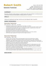 Generator Technician Resume Samples Qwikresume