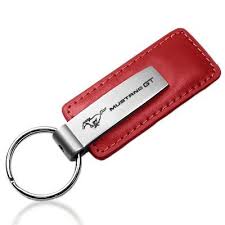 Ford Mustang Gt Red Leather Car Key Chain Official Licensed Leather Keychain Leather Key Fobs Keychain