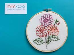 Dahlia Embroidery Kit By Mlmxoxo Modern Embroidery Beginner Kit Diy Embroidery Floral Needlework Kit 5 Hoop Art Embroidery Kit Embroidery Kits Modern Embroidery Kit Modern Embroidery