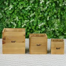 Square pots have multiple drain holes for complete drainage. 6in Natural Wood Planter Square Box Set Of 4 Rustic Wedding Decor