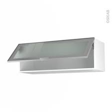 meuble de cuisine haut abattant vitre facade alu 1 porte l100 x h35 x p37 cm sokleo oskab meuble haut cuisine meuble cuisine meuble haut