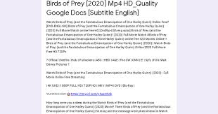 Birds Of Prey 2020 Mp4 Hd Quality Google Docs Subtitle English