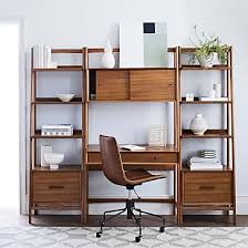 This computer desk vertical design comes with an open bookcase that saves you a lot of space. Mid Century Wall Desk Shelf Set Narrow
