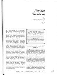 From wikipedia, the free encyclopedia tsitsi dangarembga (born 4 february 1959) is a zimbabwean novelist, playwright, and filmmaker. Pdf Nervous Conditions By Tsitsi Dangarembga