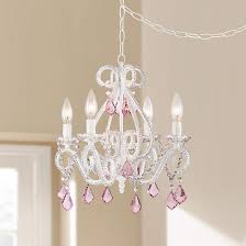 Crystal Scroll White And Pink 16 Wide Swag Chandelier P5788 Lamps Plus Swag Chandelier Pink Chandelier Girls Chandelier