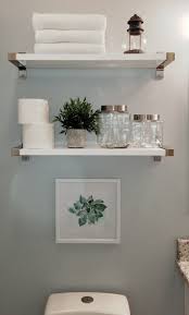 Finally Finished Guest Bath Restroom Decor Bathroom Decor Bathroom Storage Shelves