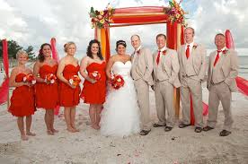 Red Beach Wedding Red Bridesmaids Dresses Groomsmen In Red Beach Wedding Red Beach Wedding Bridesmaid Dresses