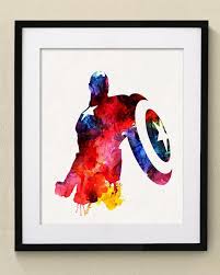 Marvel Poster Avengers Captain America Watercolor Etsy Captain America Art Marvel Posters Captain America
