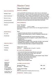 Diesel Mechanic Resume Example Sample Vehicles Cars Repair Employment Jobs