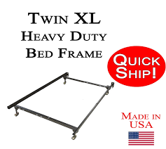 Mecor metal bed frame with upholstered faux leather headboard, vintage rustic brown style, platform mattress foundation. Heavy Duty Extra Long Twin Size Metal Bed Frame