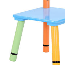 3 Pcs Playroom Furniture Kids Wooden Crayon Themed Table And Chair Set Toddler Activity T Kids Table Chair Set Table Activities For Toddlers Playroom Furniture