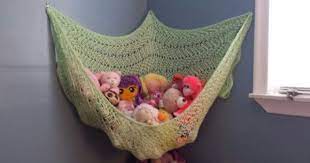 Diy Stuffed Animal Hammock Made Out Of An Old Blanket And Hooks Stuffed Animal Hammock Stuffed Animal Storage Diy Stuffed Animals