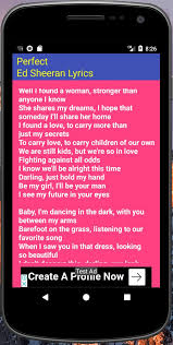 Ai faund a lóv fór mi. Perfect Lyrics Para Android Apk Baixar
