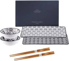 Vancasso Haruka Sushi Set Porzellan Japanische Sushi Geschirr Ess Service 6 Teilig Geschirr Set Fur 2 Personen Beinhalt Sushi Teller Sushi Set Sushi Zubehor