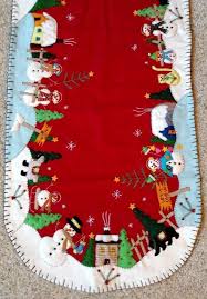 Details About 46 X 17 Handmade Embroider Applique Bead Snowman Scene Christmas Table Runner Felt Christmas Decorations Quilted Table Runners Christmas Felt Christmas