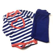 Details About Girls Circo Blue Striped Snap Romper With Blue Pants Size Newborn