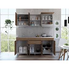 Compra tu cocina en kit online a un precio barato y econonomico. Cocina Modular 180 Mariana Incluye Meson Poceta Lado Izquierdo Blanco Miel 60 87 X 180 X 31 5 50 Los Muebles Mas Baratos