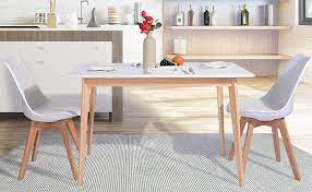 Worldwide shipping of design classics at pamono. Amazon Com Greenforest Dining Table Mid Century Modern Rectangular Kitchen Leisure Table With Solid Wooden Legs 47 2 X 27 6 X 30 White Tables