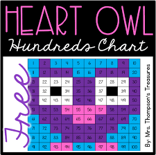 heart owl hundreds chart mrs thompsons treasures