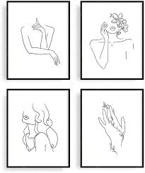 Black And White Line Drawing Prints Amazon Com Minimalist Line Art Prints Set Of 4 By Carefree Bee Aesthetic Art Posters Wall Art Min In 2020 Minimalist Painting Minimal Wall Art Minimalist Wall Art