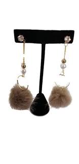 Brown Pom Pom Puff Ball Dangle Earrings Theblingthing Com