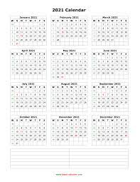 Canada calendars are also available as editable excel spreadsheet calendar and word document calendars. Download Blank Calendar 2021 With Space For Notes 12 Months On One Page Vertical