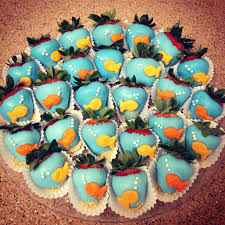 Birthday Chocolate Covered Strawberries Pinterest Under The Sea Themed Babyshower Dipped Strawberries Into Blue Candy Chocolate Used Goldfish As Dory Birthday Party Fishing Birthday Party Sea Birthday Party