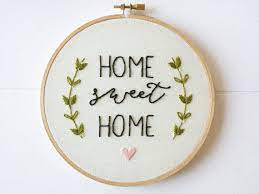 Embroidery home sweet home cross stitch wood frame. Home Sweet Home Sign Embroidery Hoop Art Stitched Art Home Decor Housewarming Gift Hand Embroidery Embroidery Hoop Art Embroidery Art Stitching Art