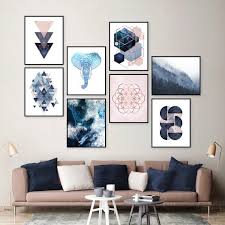 Gallery Wall Set Of 8 Downloadable Prints Blush Pink Navy Etsy Dining Room Wall Art Wall Decor Bedroom Gallery Wall