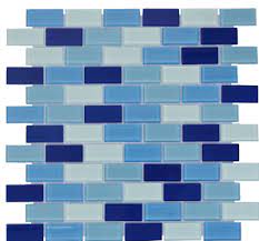 Crystal Glass Brick Blue Mix Mosaic