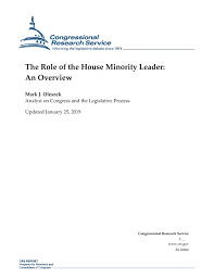 The Role Of The House Minority Leader An Overview Everycrsreport Com