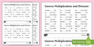inverse operations multiplication division activities