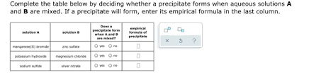Manganese sulfate monohydrate product number: Complete The Table Below By Deciding Whether A Chegg Com