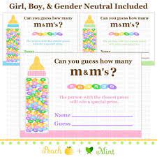 Printable M And M S Guessing Game Printable Baby Shower Game By Peach And Mint On Etsy Girl Baby Shower Baby Shower Games Free Baby Shower